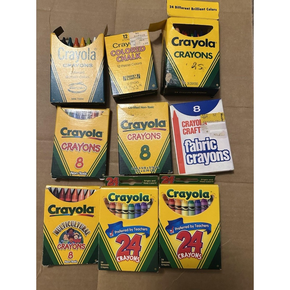 Vintage Crayola Crayon Lot – 10 Boxes‎ – 1970s-2025 Discontinued Colors